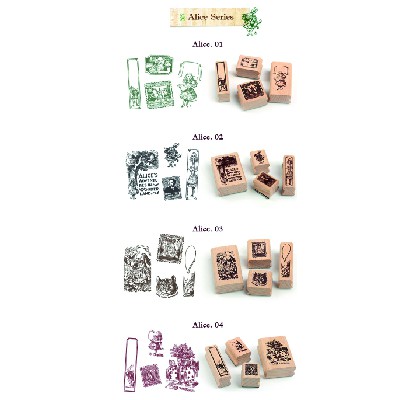 Bộ đóng dấu gỗ Alice & Dorothy trang trí album, sổ