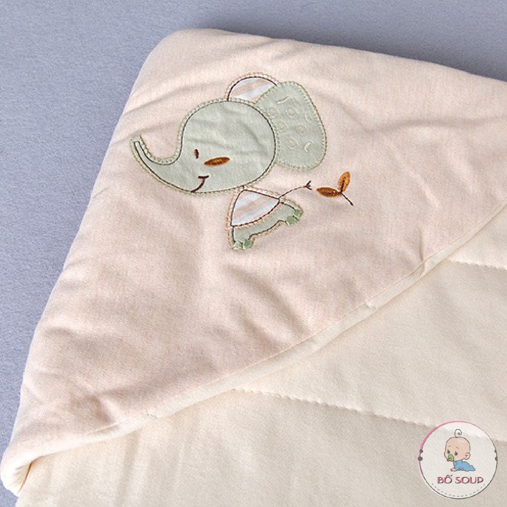 Chăn ủ cho bé sơ sinh hình họa tiết chất liệu cotton an toàn cho bé