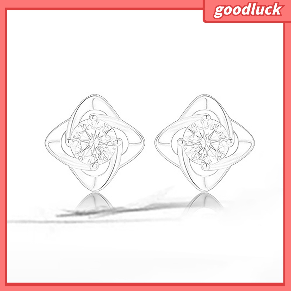 Bông Tai Hình Cỏ 4 Lá Đính Đá Cho Nữ