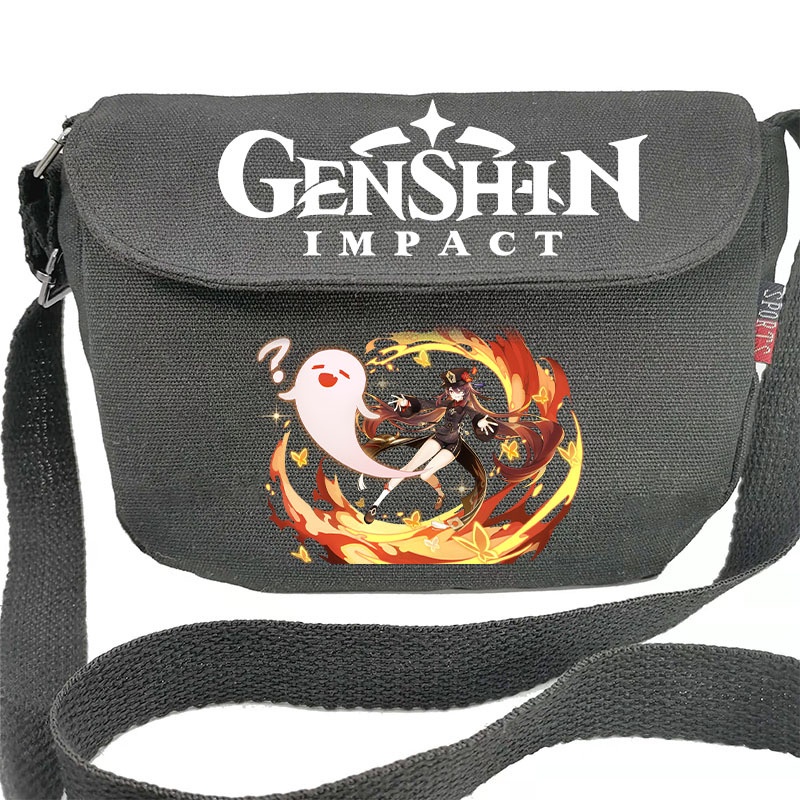 Túi đeo chéo in hình nhân vật Genshin Impact Lôi thần raiden Shogun Ayaka Kazuha Venti Hutao Zhongli