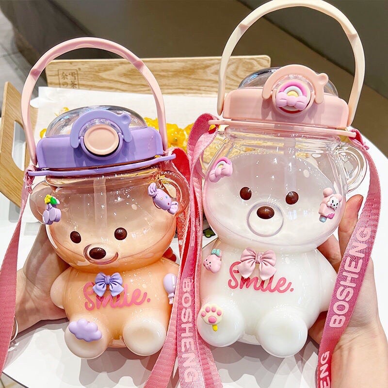 BÌNH GẤU CUTE 1100ml kèm sticker