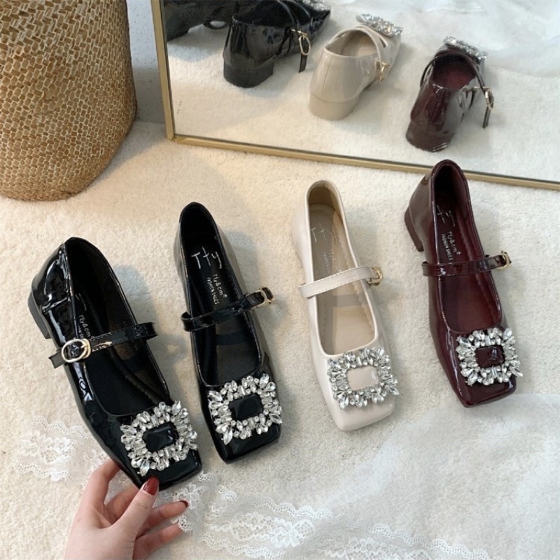 Giày búp bê phối đá sang chảnh tiểu thư quai ngang nhỏ
