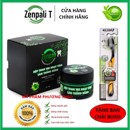 Làm trắng răng, Bột than tre hoạt tính Zenpali, trắng răng tại nhà, an toàn