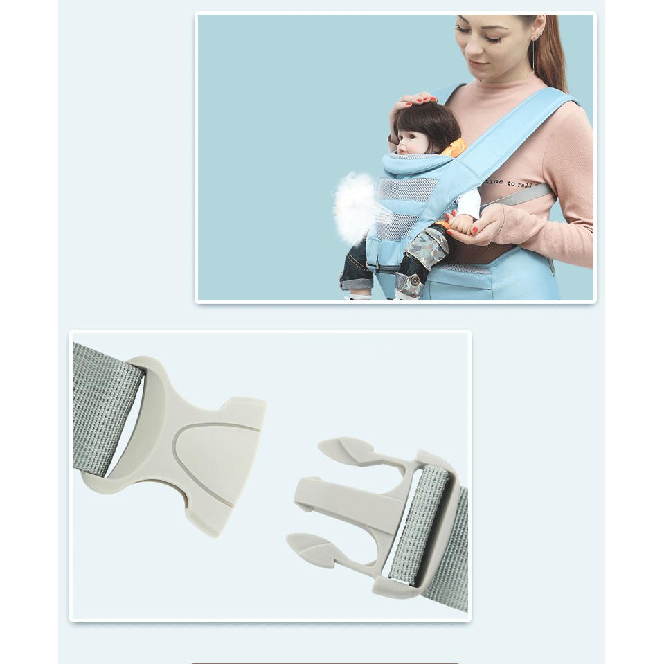 Đai địu em bé có ghế  chống gù lưng đau mỏi hông lệch xương trẻ sơ sinh, điệu em bé thoáng khí