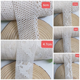 Ren chỉ cotton , màu kem , size 4cm đến 8 cm (3 mét)