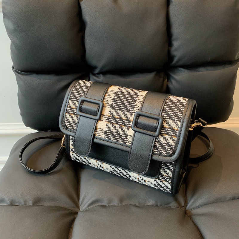 Túi đeo vai họa tiết kẻ lưới đơn giản thời trang cho nữ