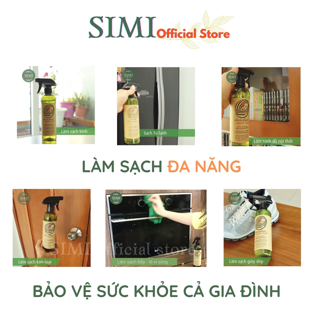 Nước lau đa năng hữu cơ CÔ CÀ CHUA sạch tuốt khử mùi sát diệt khuẩn tẩy rửa nhà tắm bếp kính sàn bàn ăn SIMI 4l