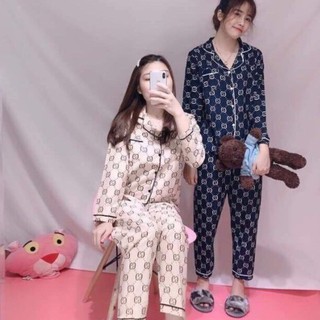 Bộ quần áo dài tay nam , đồ ngủ nam GG sang chảnh chất liệu kate thái
