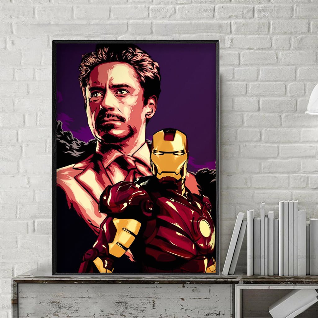 Tranh Decor Treo Tường Canvas Marvel Iron Man Siêu Anh Hùng  Kích Thước 60x60 [ Hoặc Theo Yêu Của  Khách ]