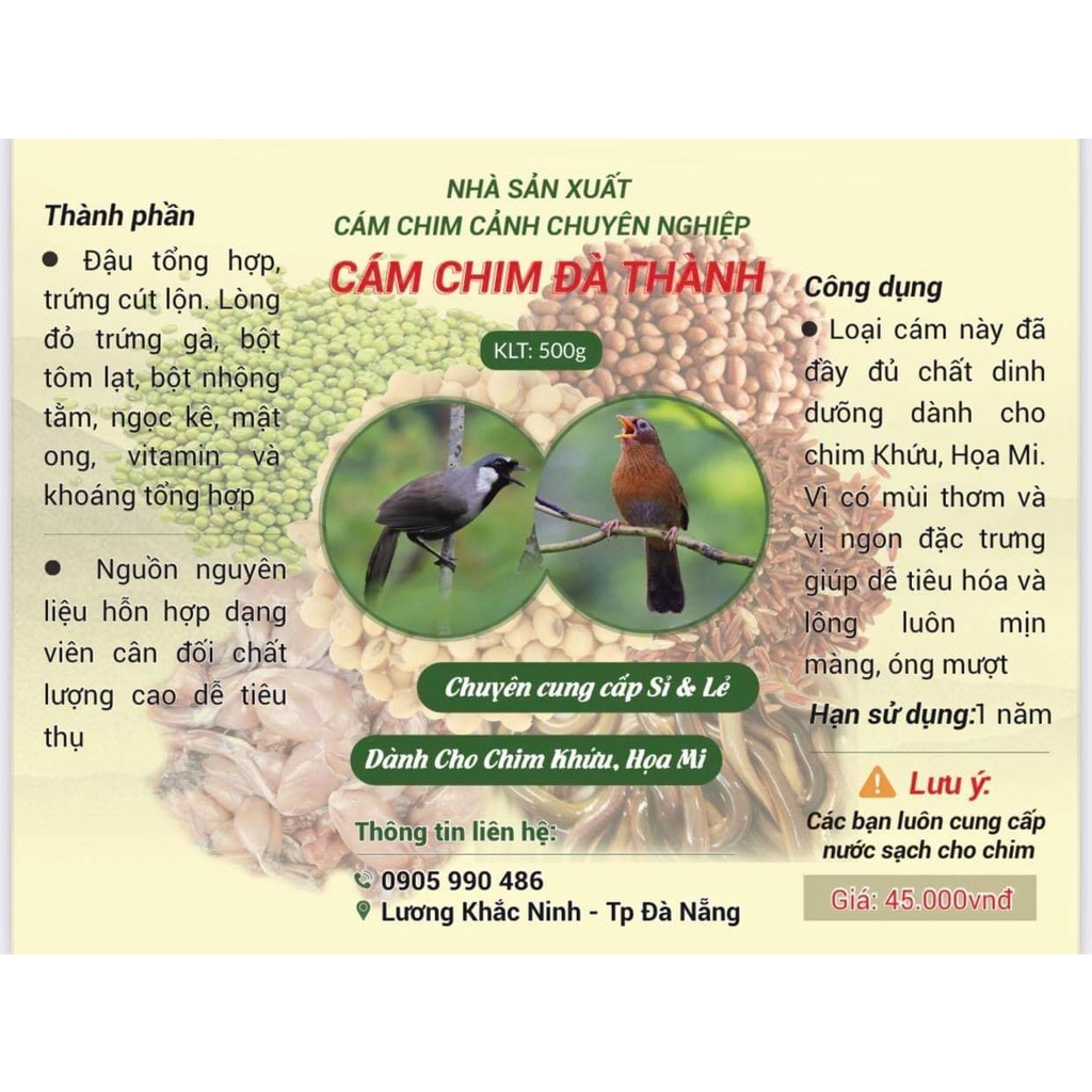 Cám Họa Mi, Khướu Đà Thành 500gr - Cám Đà Thành Khướu, Hoạ Mi Cao Cấp