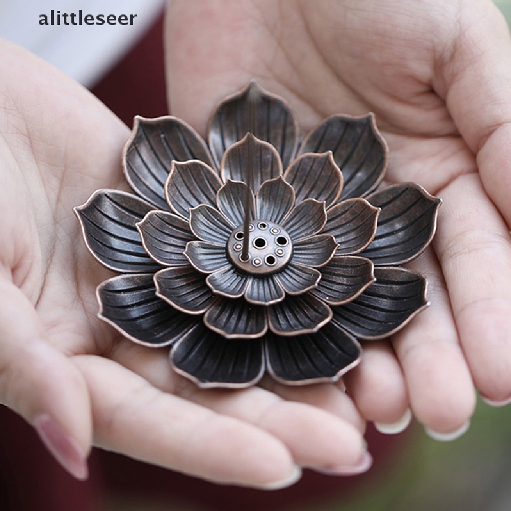 【ER】 Alloy Incense Burner Stick Holder Plate Burner Plate Buddhism Coil Lotus Censer .