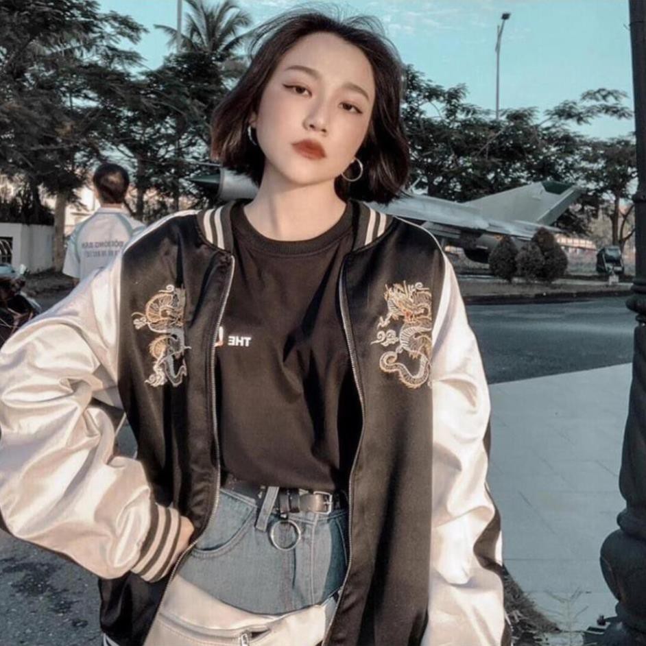 Áo Khoác Dù BOMBER RỒNG ĐEN DRAGON Unisex