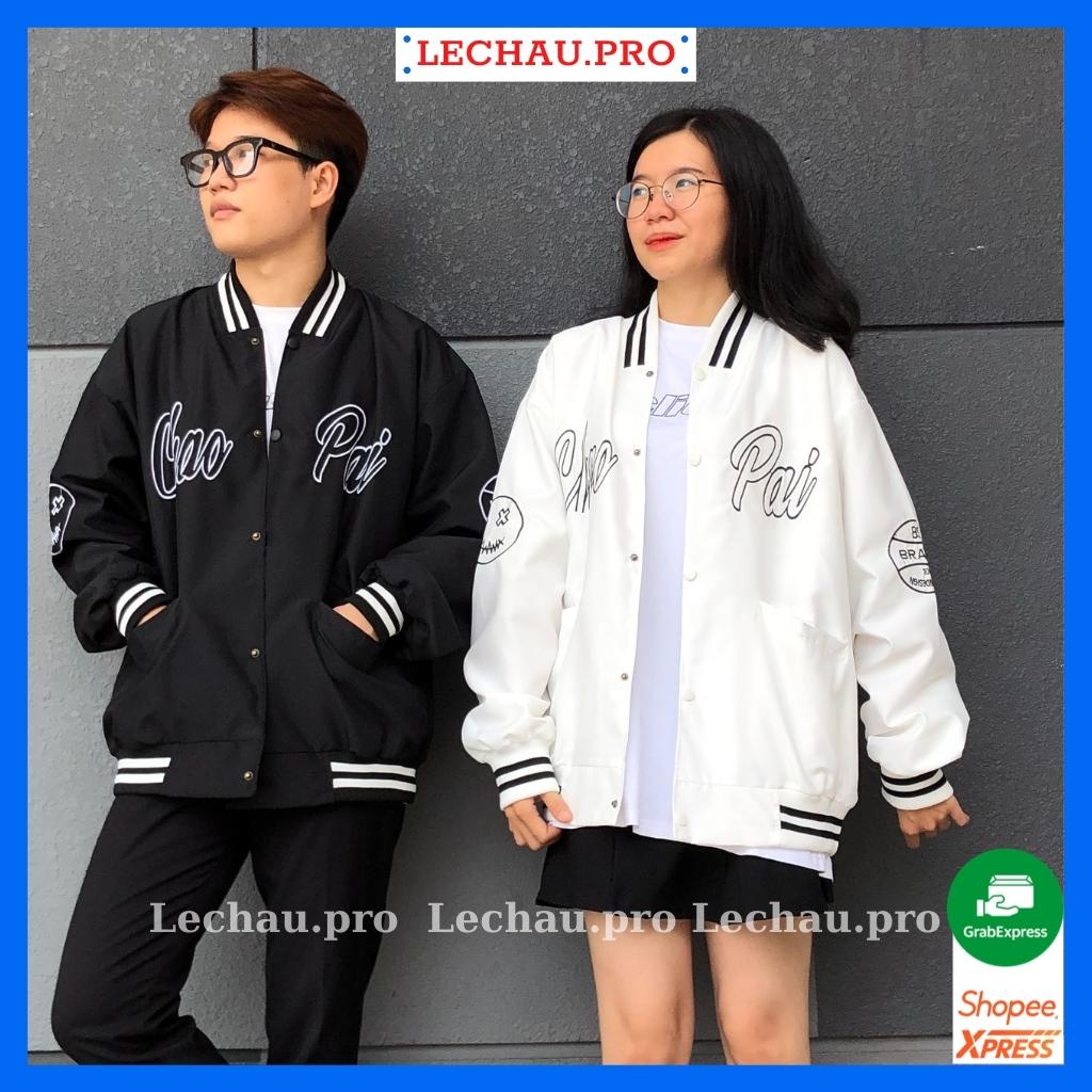 Áo khoác dù unisex form rộng CHAOPAI varsity jacket nam nữ hottrend bomber 2 lớp streetstyle hình thêu cao cấp LECHAU