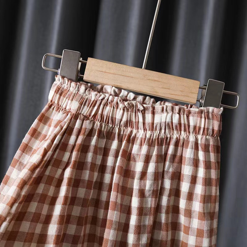 Bộ đồ  với áo và chân váy ngắn kẻ caro dễ thương thời trang mùa hè dành cho bé gái từ 1-6 tuổi