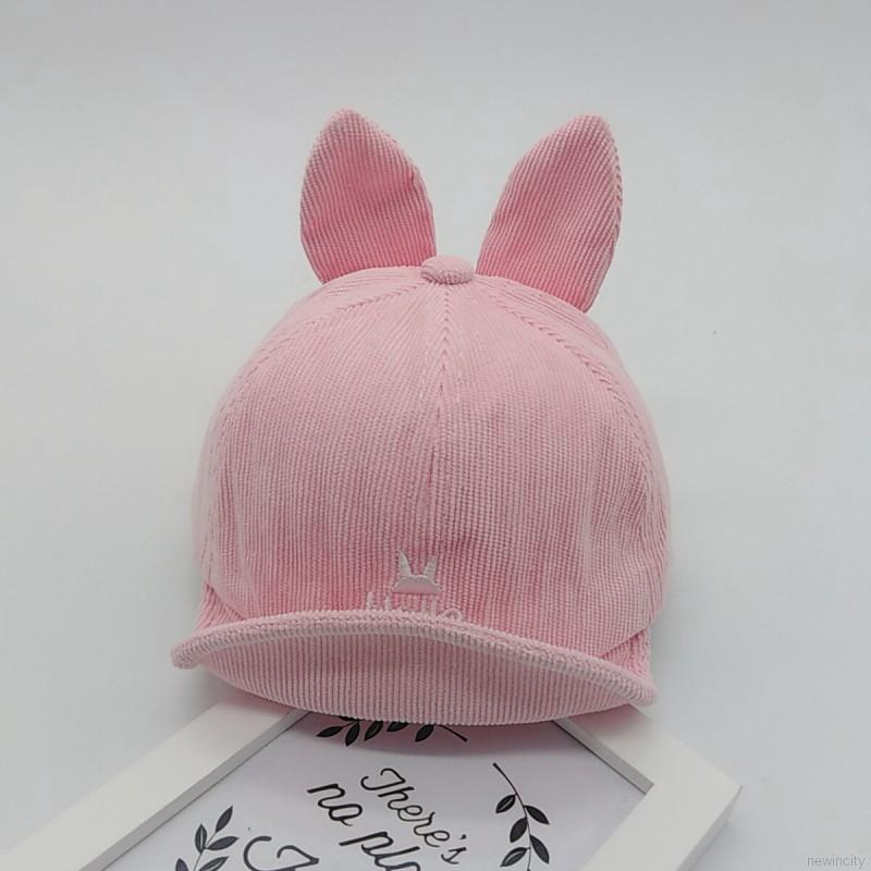 Mũ cotton thêu chữ trang trí tai thỏ xinh xắn cho bé