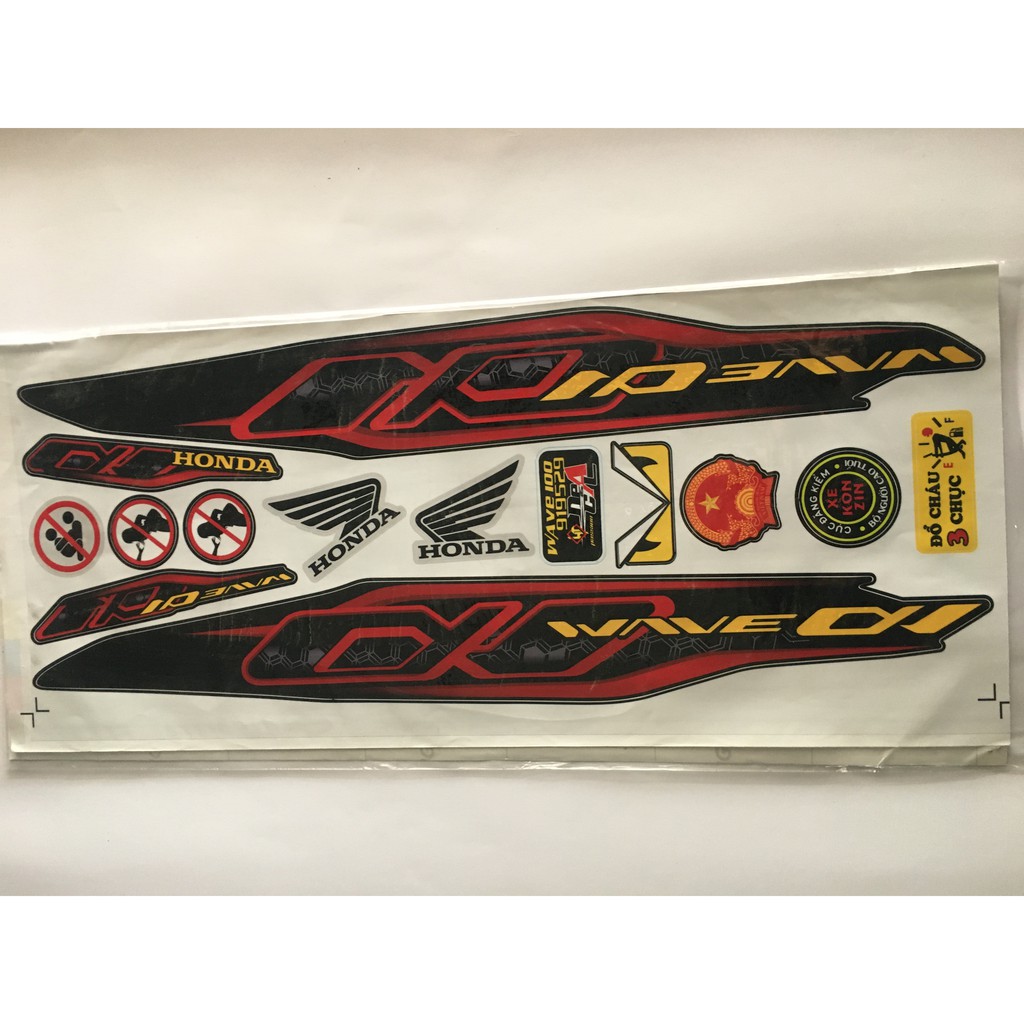 Tem wave alpha 50cc,100cc Đỏ Đen (chống phai màu)