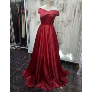 (nhận may theo size) có big Size đầm dạ hội cưới đỏ đô trễ vai váy xòe, đầm cô dâu chụp ảnh cưới đính hôn hàn quốc