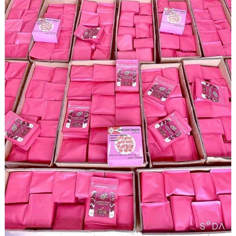 Kẹo socola giảm cân Chokolade Vaegttab, bản mới màu hồng [chính hãng, date xa]