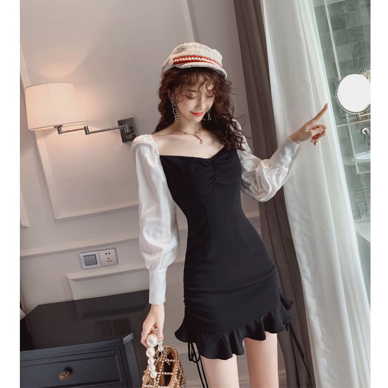 Đầm Nữ Dài Tay Đuôi Cá Rút Dây Phong Cách Hàn Quốc | BigBuy360 - bigbuy360.vn