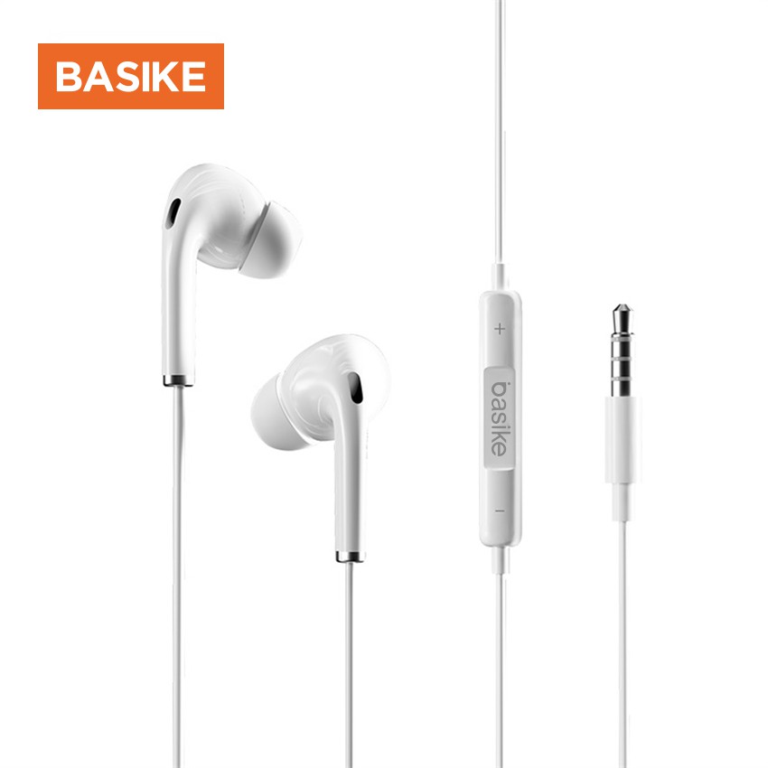 Tai nghe có dây BASIKE chất liệu TPE + ABS Material Line length 1.1M For Huawei Xiaomi OPPO iPhone Universal