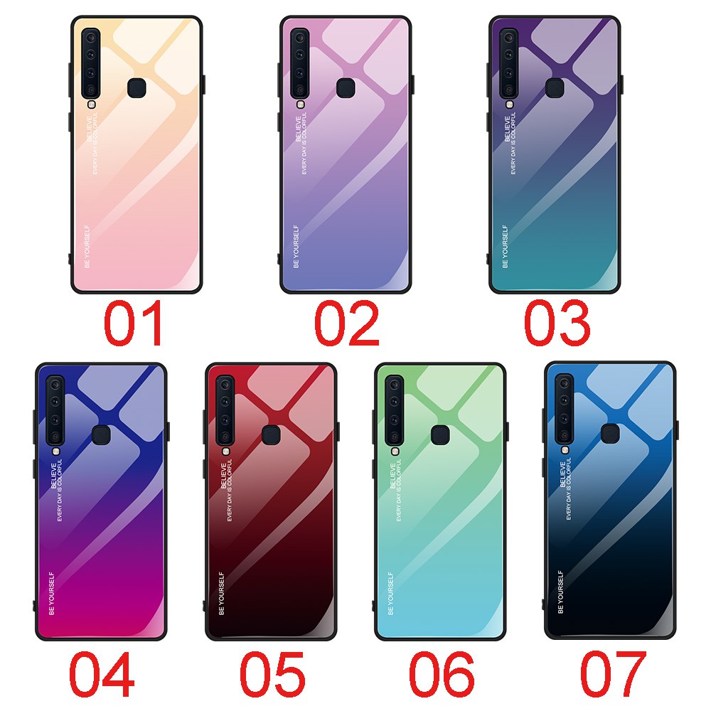 Ốp điện thoại mặt kính cường lực màu gradient cho Samsung Galaxy A9S A9 2018 | WebRaoVat - webraovat.net.vn