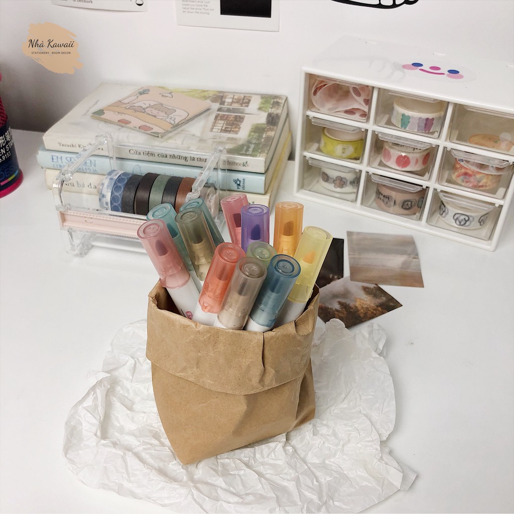 Set bút highlight màu pastel Retro Color, bút đánh dấu nhiều màu