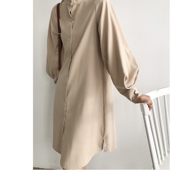 Đầm sơ mi tay phồng phong cách trẻ trung thanh lịch dành cho nữ | BigBuy360 - bigbuy360.vn