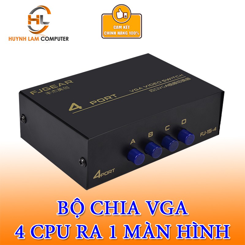 Bộ chia VGA 4 CPU sang 1 Màn Hình FJGEAR FJ-15-4 (4 Port VGA Video Switch) FJGEAR