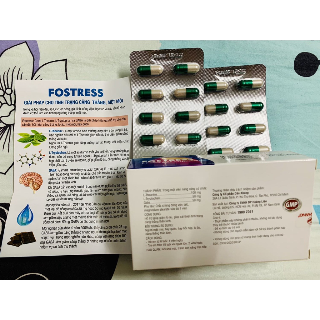 Viên Uống Giảm Căng Thẳng Lo Âu Chăm Sóc Giấc Ngủ Fostress Hộp 3 Vỉ x 10 Viên