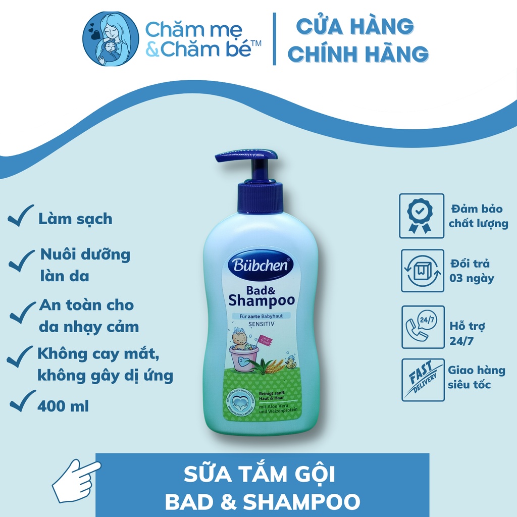 Sữa tắm gội cho bé Bubchen Bad and Shampoo | Chính hãng Bubchen, Đức | Dung tích 400ml