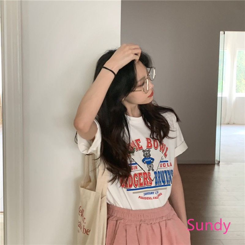 Set Áo Thun Ngắn Tay Cổ Tròn + quần ống rộng Thời Trang Nữ