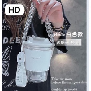 Cốc giữ nhiệt Gucgress có nắp và bao da đi kèm cute xỉu 420 ml