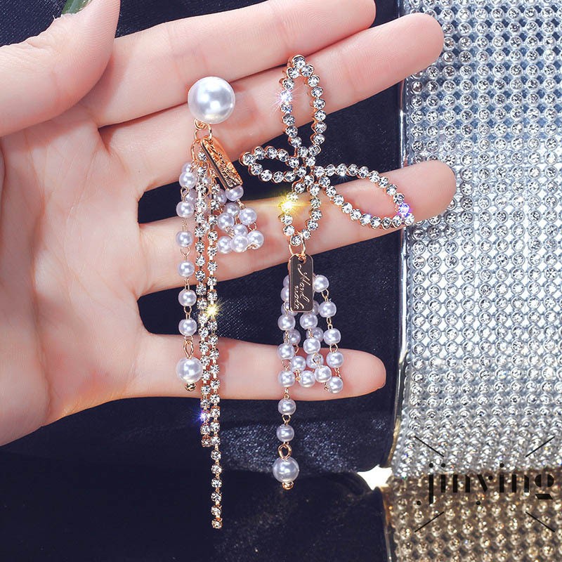 GETNOIVAS Bông tai dáng dài thiết kế không đối xứng phong cách Âu Mỹ thời trang cho nữ