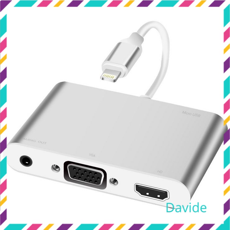 Cáp lightning to HDMI và VGA +Audio 3.5 kết nối tivi với điện thoại iphone ipad