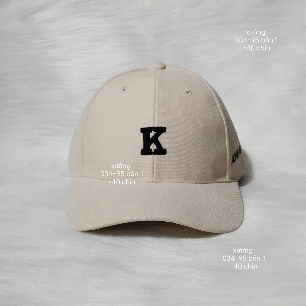 Mũ lưỡi trai thêu chữ K Nón kết chất nhung cao cấp thời trang form unisex nam nữ sản xuất tại xưởng lớn nhất VN