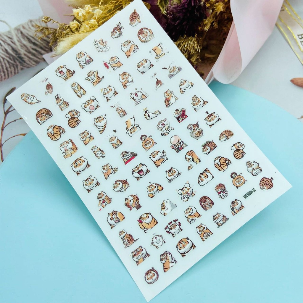 Sticker lụa dán móng hình cọp