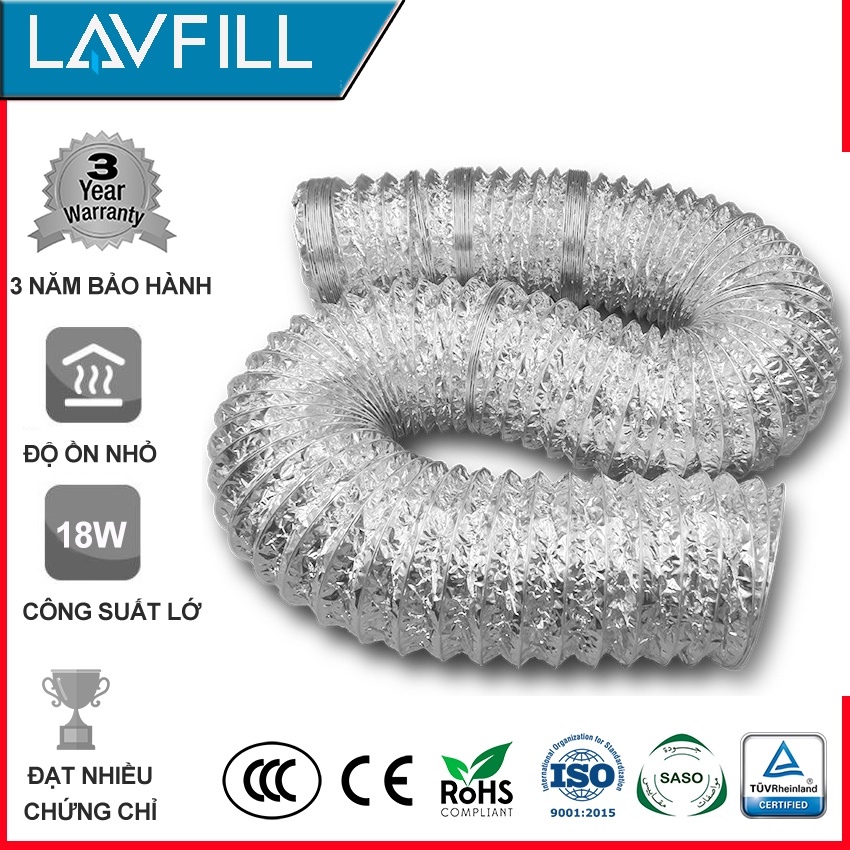 Ống bạc dẫn gió mềm quạt thông gió, ống bạc dẫn khí hút mùi D100 dài 9m LAVFILL LFP-09-APS