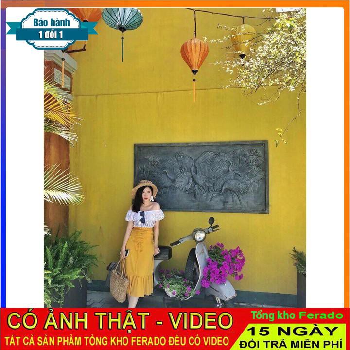 [ xả kho ] HS SET VÁY ĐŨI VÀNG KÈM ÁO TRỄ VAI (CAO CẤP)