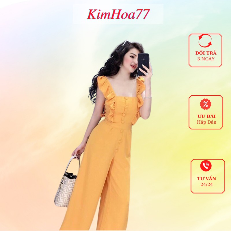 Jum nữ jumpsuit dài cánh tiên quần ống rộng freesize chất kate lụa kimhoa77