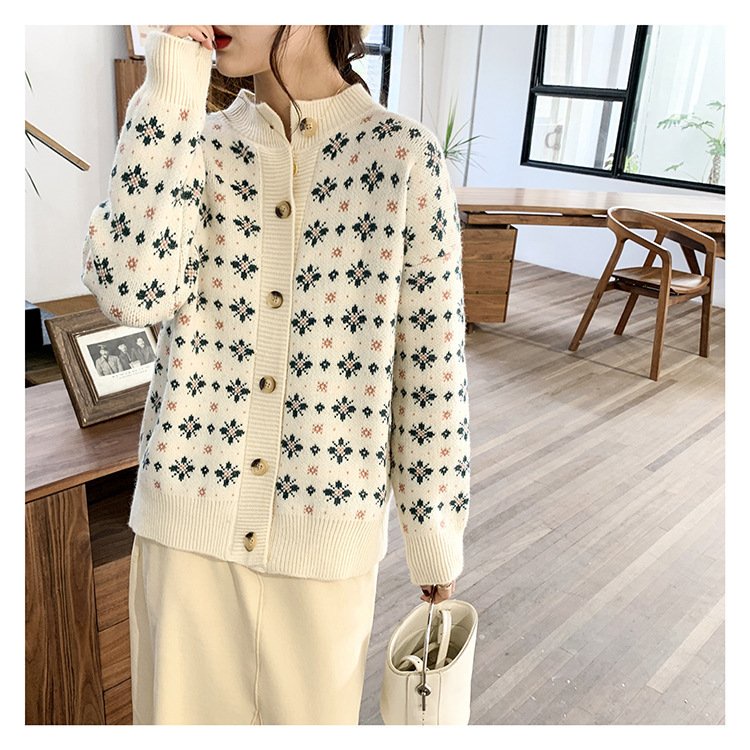 Áo khoác len nữ cadigan dệt kim phong cách Hàn Quốc v00105