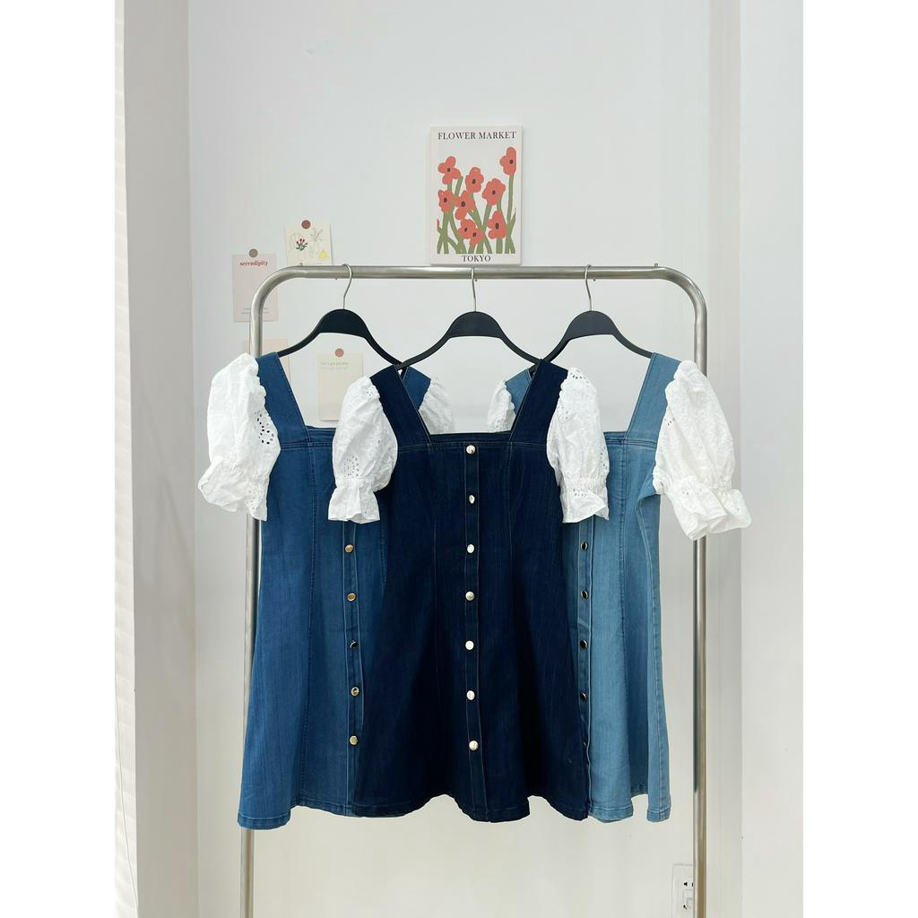 Đầm Jean phối tay ren trắng dễ thương nữ tính Mizu Miều Est.2013