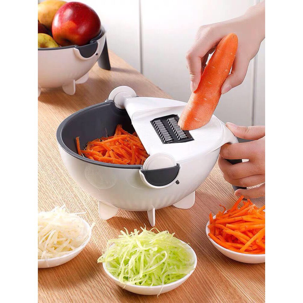 Bộ Dụng Cụ Nạo Rau Củ Quả Đa Năng Kèm Rổ Đựng 9 in 1 Thiết Kế Thông Minh Tiện Lợi, Kiểu Dáng Sang Trọng