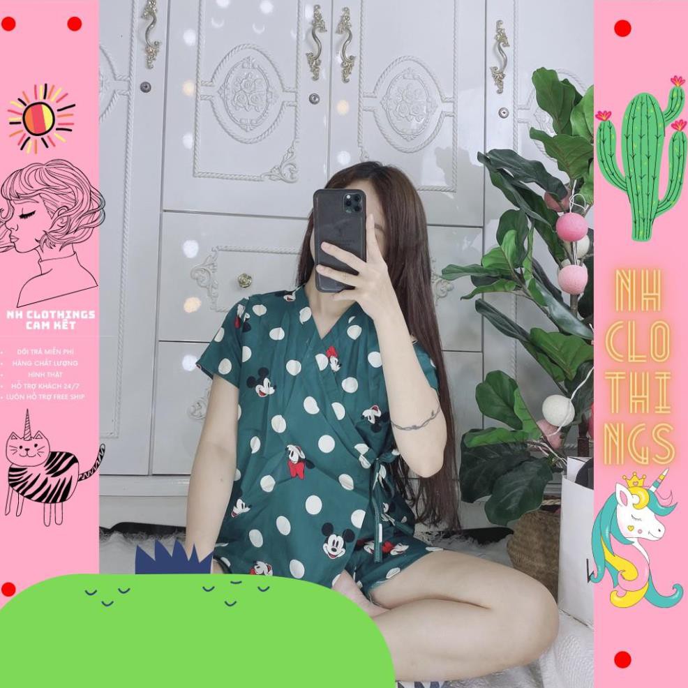 Bộ đồ ngủ, đồ bộ pijama lụa nữ mặc nhà kimono chất liệu kate thái chuẩn loại 1 freeSize NH CLOTHINGS