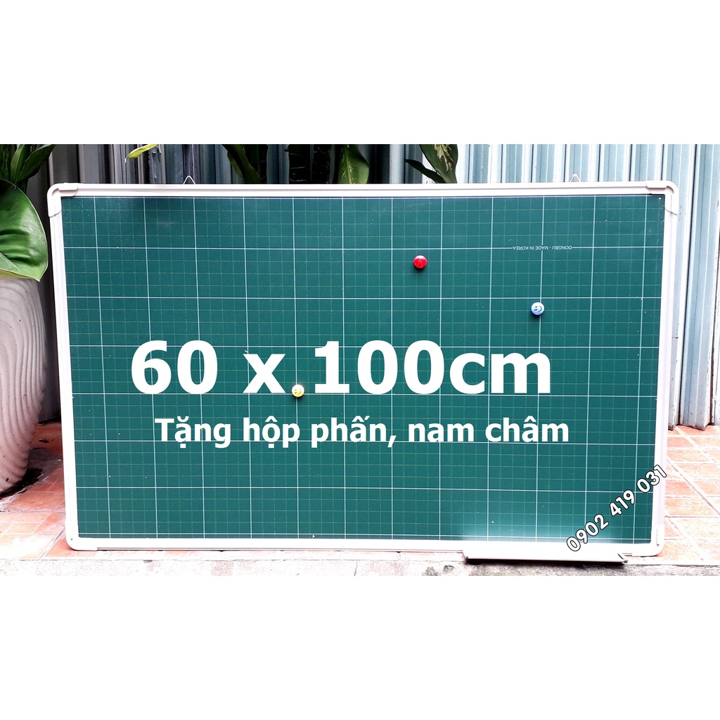 Bảng Từ Xanh Kẻ Ô Ly Tiểu Học ( Tặng Hộp phấn / Nam châm ) KT 60 x 100cm - DQ Board