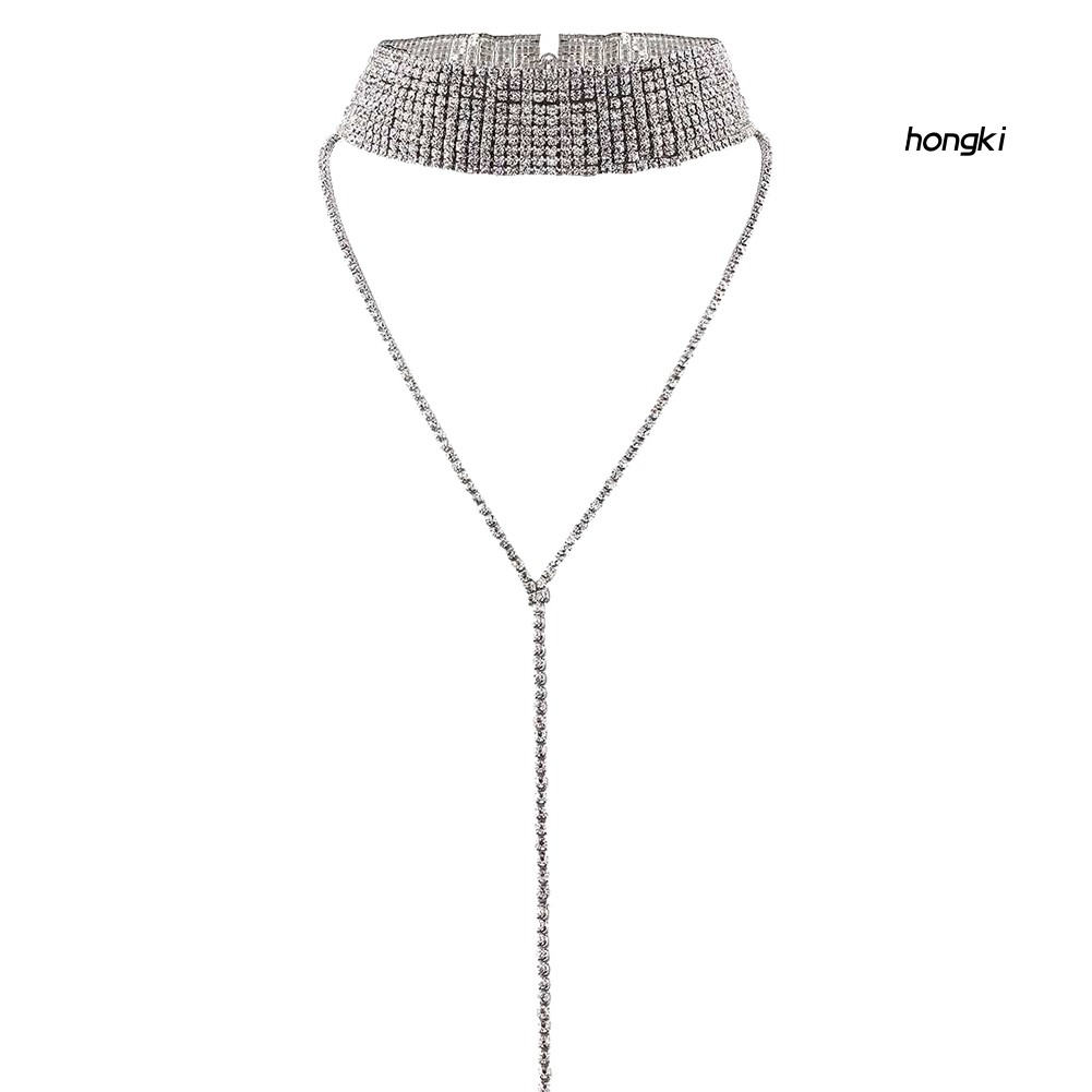 Vòng cổ choker nhiều lớp đính kim cương giả thời trang cho nữ