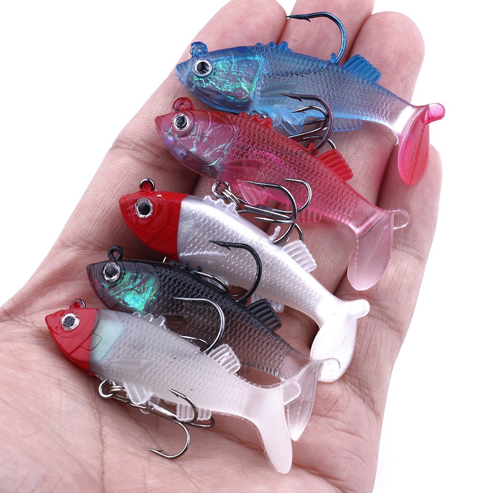 Set 5 mồi câu cá giả Hengjia có thể phát sáng kích thước 6cm 8g