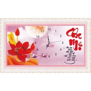 Tranh Thêu Chữ Thập 3D Đồng Hồ Cha Mẹ Nhận Một Đời Bão Tố 222622 (KHÁCH TỰ THÊU) KT:56X32CM
