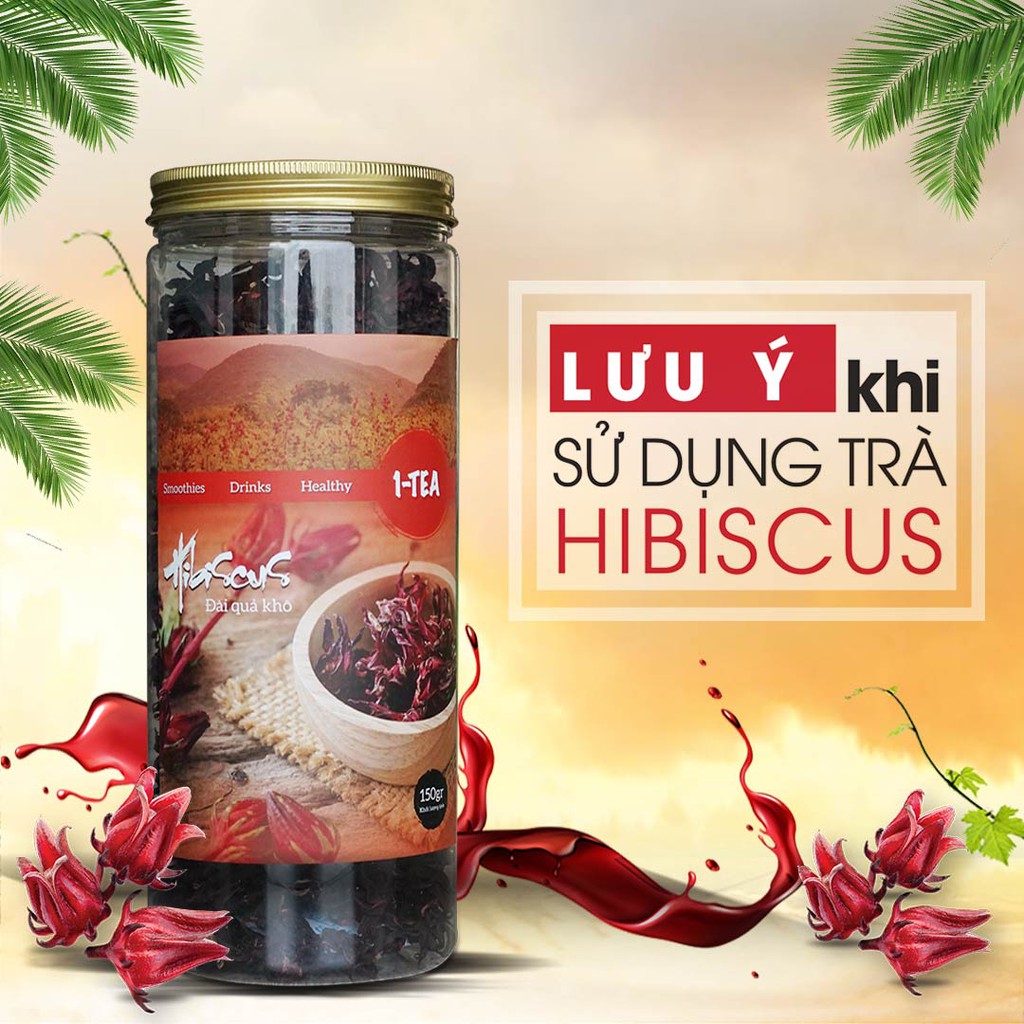 Trà Hibiscus khô  1 -tea hộp 150gr ( Atiso  Đỏ)  [ thơm ngon] - Đài quả Hibiscus khô 1-Tea 150gr pha trà