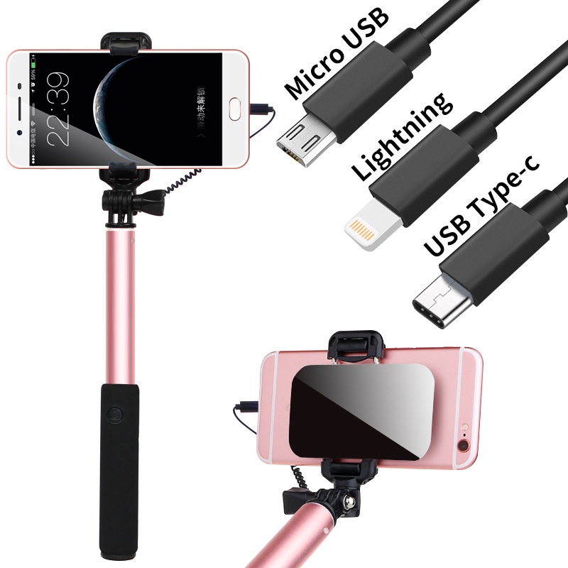 ™Tương thích với giao diện Android Type-c Micro Lihtning hỗ trợ trực tiếp gậy chụp ảnh tự sướng điều khiển bằng dây mẫu | BigBuy360 - bigbuy360.vn