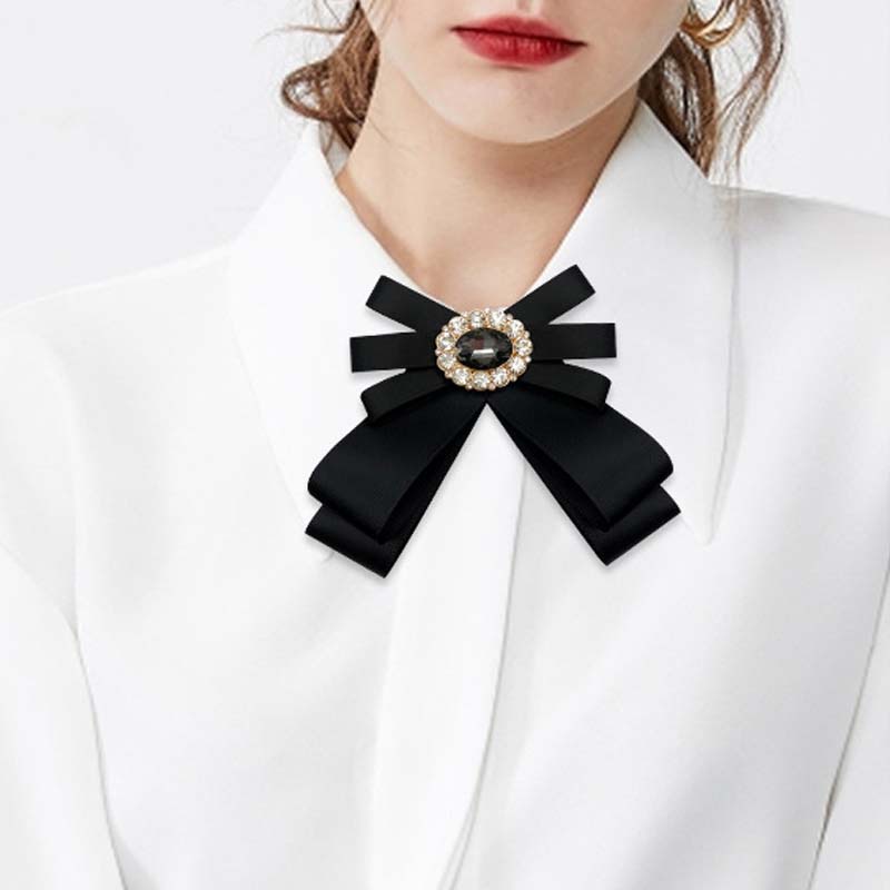Cài Áo Hình Nơ Đính Đá Pha Lê Phong Cách Vintage